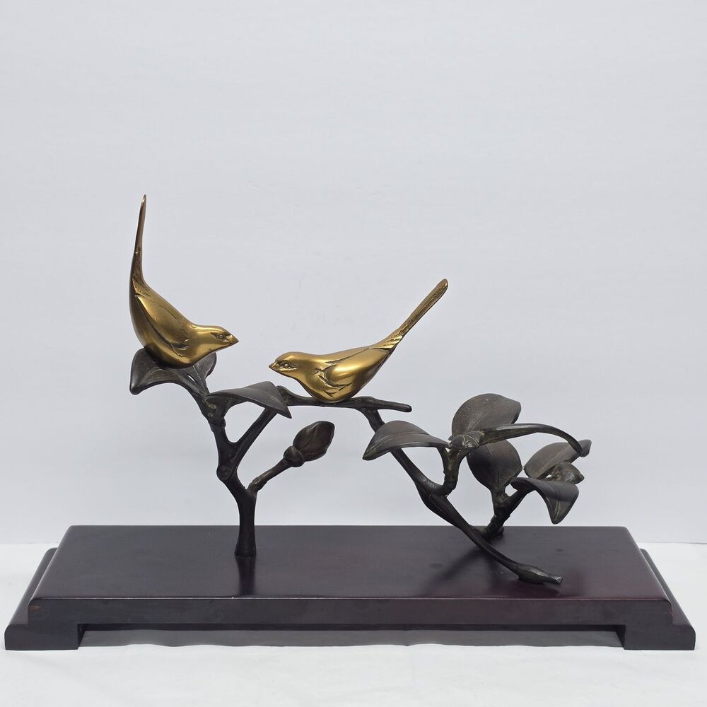 Vintage MCM GATCO "Brass Birds on a Branch" MANTELPIECE CENTERPIECE Sculpture